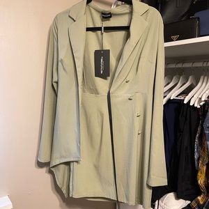 Pretty Little Thing sage green suit dress